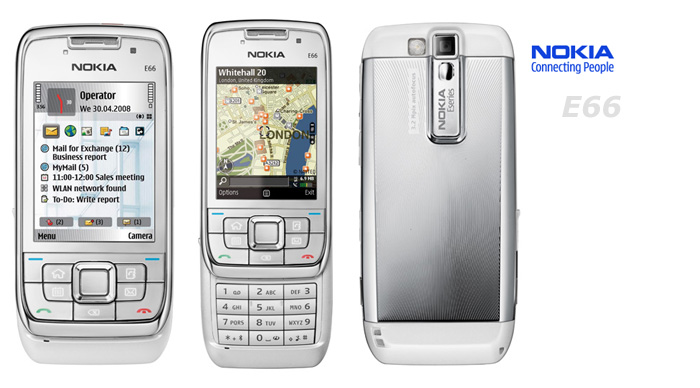 Nokia E66 white steel
