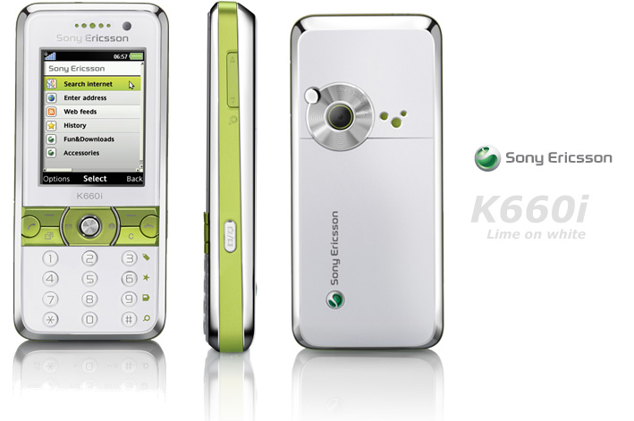 Sony Ericsson K660i lime on white